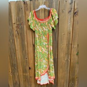 Flying Tomato Women's Bohemian Tropical Paradise Off Shoulder Dress SZ M